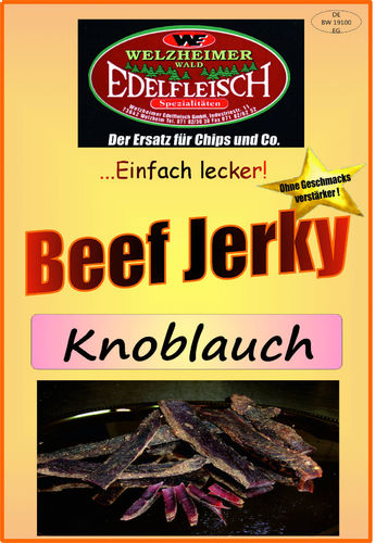 100 Gramm Biltong Beef Jerky Knoblauch Probierpackung am Stück/Stix