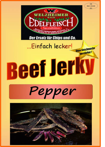 100 Gramm Biltong Beef Jerky Trockenfleisch Pfeffer Probierpackung am Stück/Stix