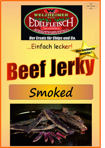 100 Gramm Biltong Beef Jerky Smoked -leicht geräuchert- Probierpackung am Stück/Stix